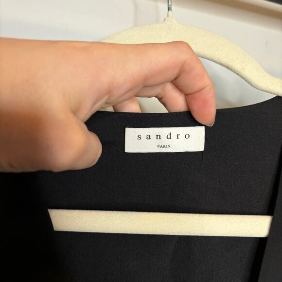 Sandro Voile Tiered Ruffle Mini Dress Black - Picture 9 of 11